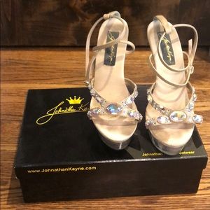 Jonathan Kayne 5 inch platform rhinestone heels